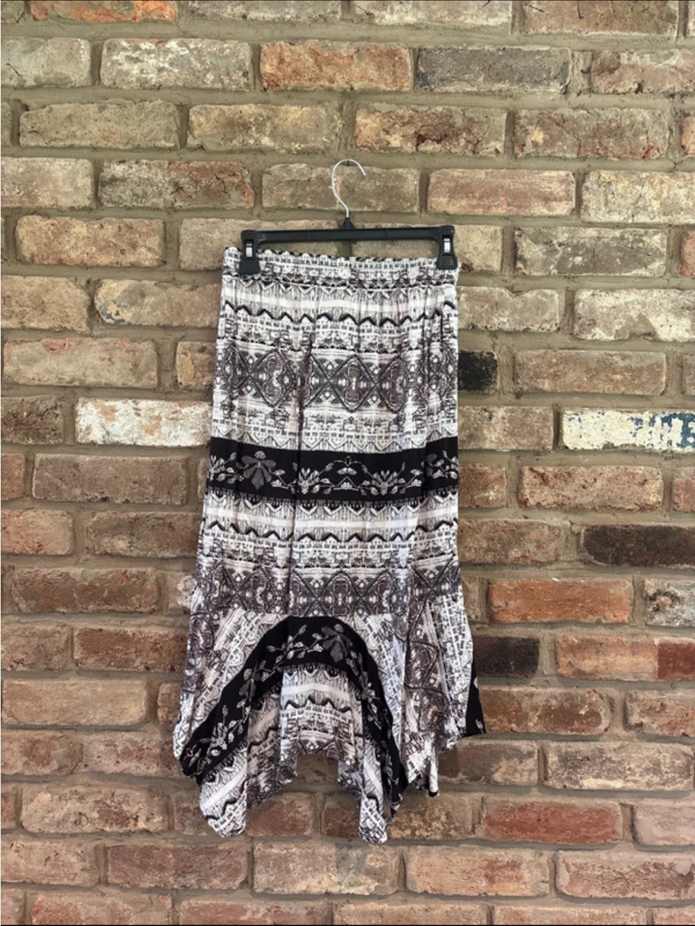 Black & White boho midi skirt